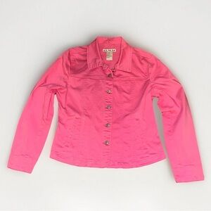 AMI Denim Jacket Women S Hot Pink Cropped Western Trucker Coat Vtg Y2K Vintage